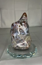 Natural Ocean Jasper 482.8g Agate Crystal Flame Free Form with Gold Druzy
