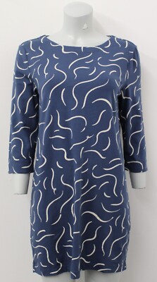 Ex-Seasalt Navy Mix Scoop Neck 3/4 Sleeved Printed Tunic-UK8