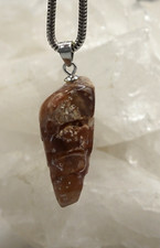 TURMSCHNECKE versteinert Anhänger Schnecke mit 925er Silberöse Edelstein  b2