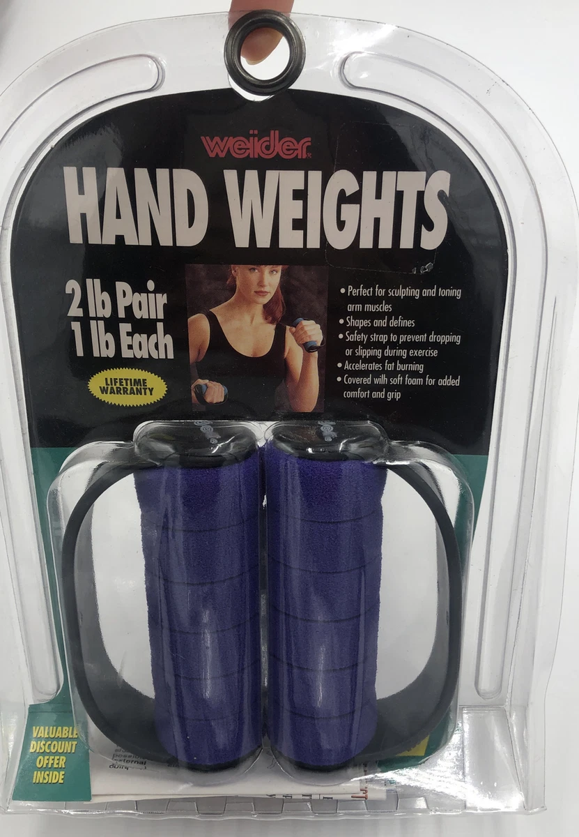 Vintage Weider Hand Weights Heavy Hands Purple Pair Dumbbells 1lb