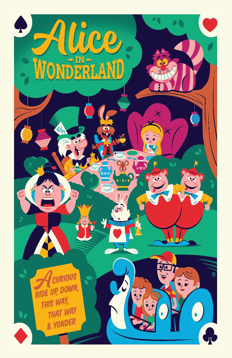 Alice in Wonderland Attraction Queen of Hearts Mad Hatter Poster