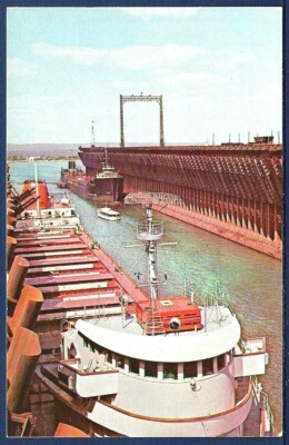 Great Lakes Bulk Carriers Loading Iron Ore at the Duluth Ore Docks