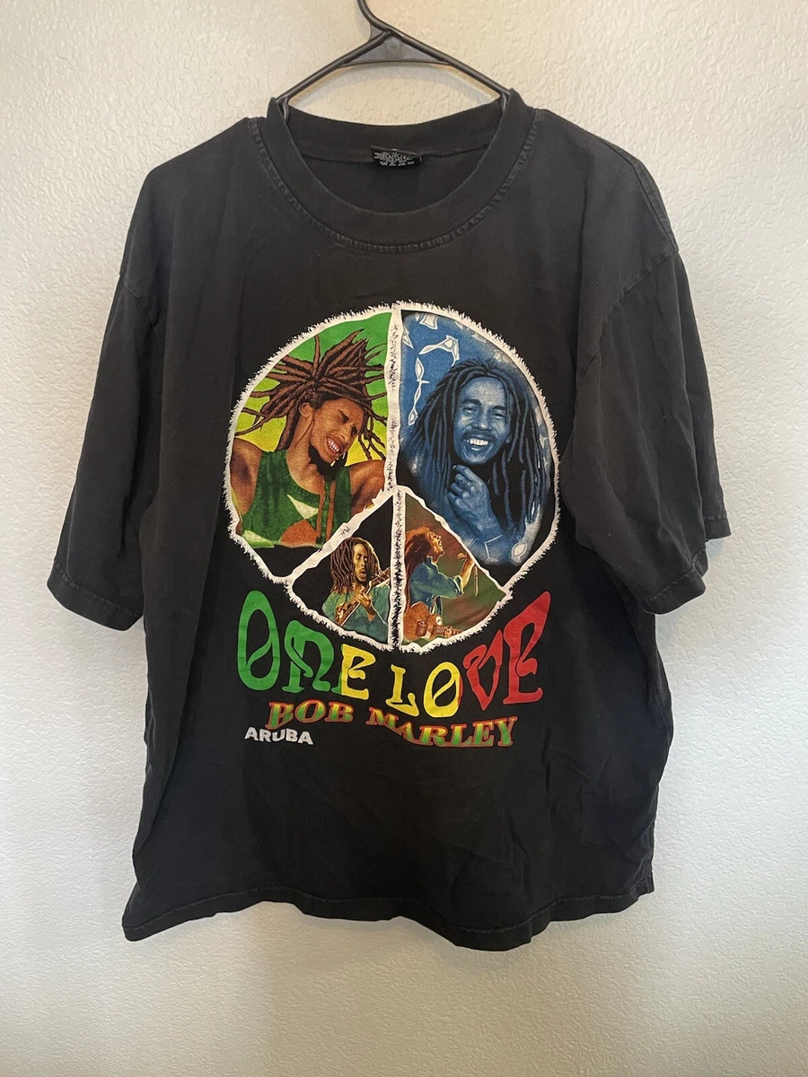 VTG 90s Bob Marley One Love 2 Sided Black Bootleg Rap Tee T Shirt Mens XXXL