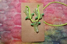  CLEARANCE Hand Crafted - Axolotl Necklace  Earrings Set - Green