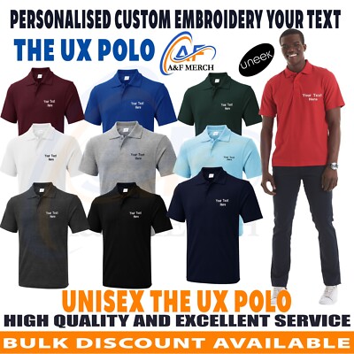 Personalisiertes individuell besticktes Poloshirt Ihr Text Unisex Arbeitskleidung Event Top