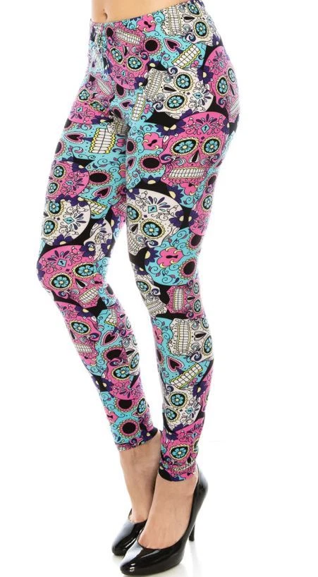 Buttery Soft Pastel Sugar Skull Leggings