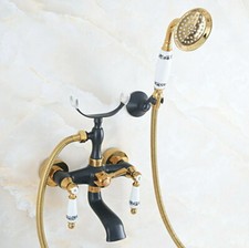 Black Gold Color Bathtub Clawfoot Faucet Mixer Tap Telephone Handheld Shower