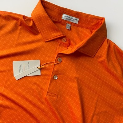 NWT Peter Millar Crown Sport Summer Comfort Performance Polo Orange Tesseract