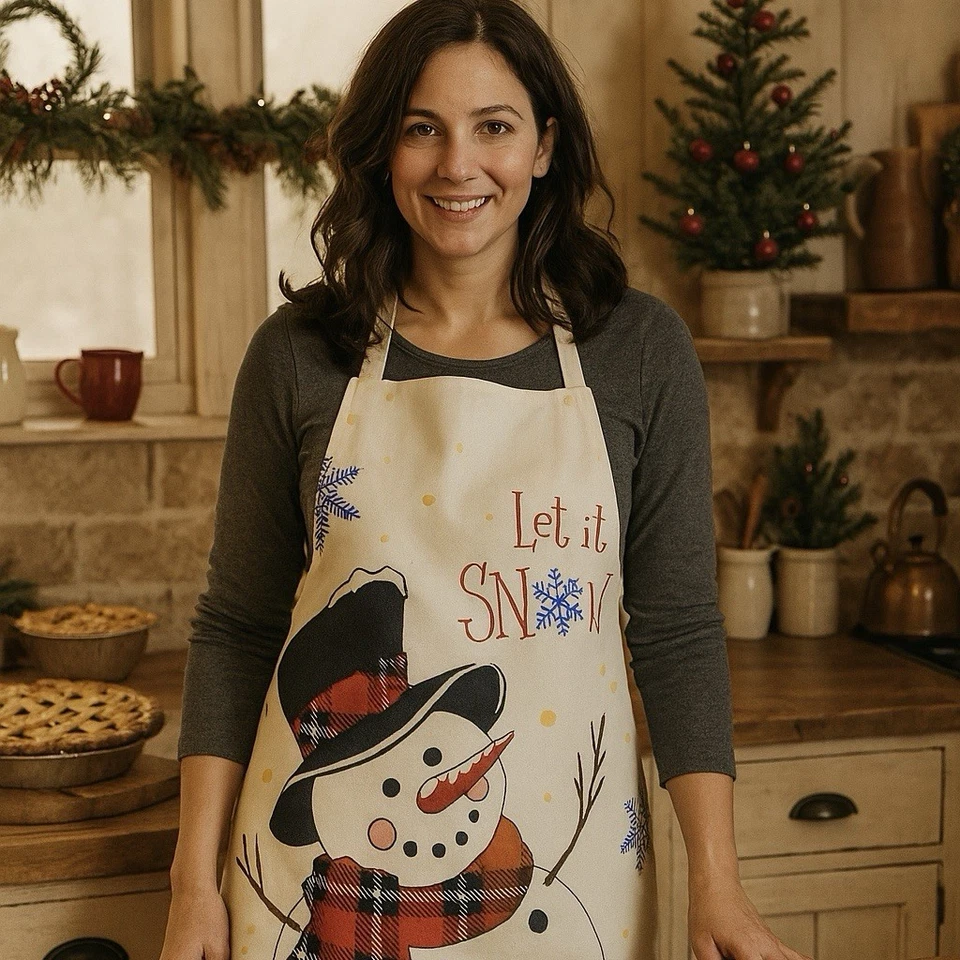 Delantales de Navidad Paquete de 4 Cocina Papá Noel Invierno Árboles de Navidad Muñeco de Nieve Camión Rojo NUEVO Foto 2 de 4