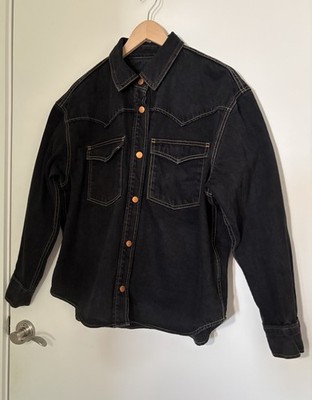 Slvrlake Cassidy Night Flight Denim Western Snap Shirt Jacket L USA Oversized