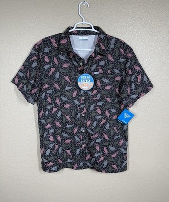 COLUMBIA Men s M PFG Super Slack Tide Camp Shirt Short Sleeve Vented UPF 40 NWT