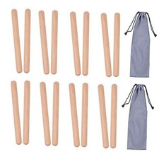 8 Pairs 16 Packs Classical Wood Claves Musical Percussion Instrument, 8 Inch