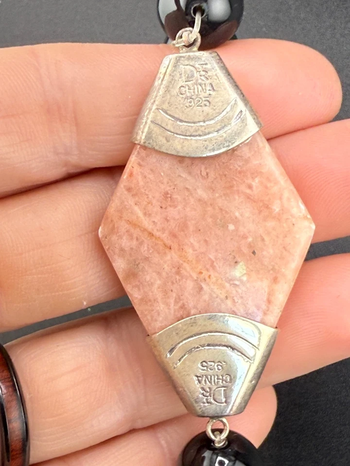 Браслет эластичный Mine Finds By Jay King бисер DTR черный розовый камень 7 дюймов - Изображение 2 из 4