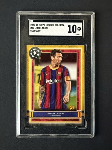 2020-21 Topps Museum UEFA Lionel Messi Gold #2/50 Barcelona SGC 10 GEM MT