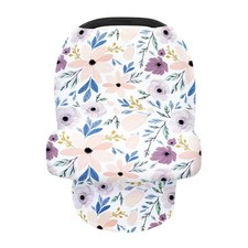 Vollmic Car Seat Cover Nursing Breastfeeding for Privacy Floral Purple