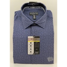 Alfani Alfatech Dress Shirt Men's 14-14.5 32/33 Slim Fit Button Up Blue NEW