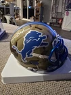 Barry Sanders Autographed Mini Helmet Riddle Camo Authentication