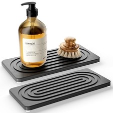 Water Absorbing Stone Tray for Sink, Quick Drying 8.3" x 4" Dark Grey a