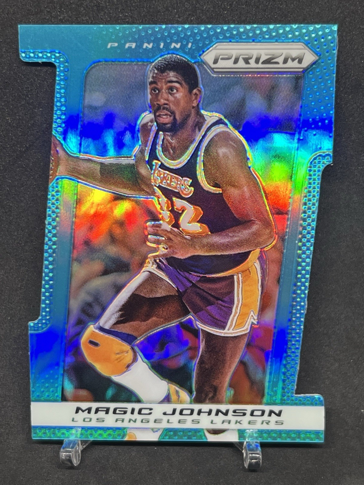 2013-14 Panini Prizm #242 Magic Johnson Light Blue Prizm /199 Lakers Die Cut