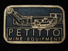 RA05131 VINTAGE 1970s  PETITTO MINE EQUIPMENT  SOLID BRASS BELT BUCKLE