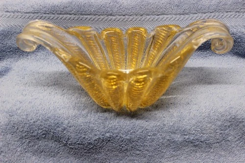 Vintage Ercole Barovier/ Toso  Murano  Cordonato d'Oro Gold Art Glass MCM