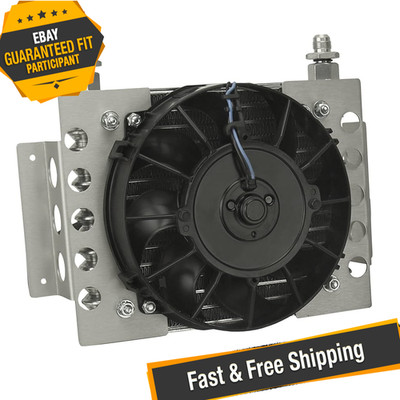 Derale 13950 15 Row Atomic Cool Plate & Fin Remote Transmission Cooler Kit, -6AN