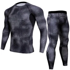 Men's fitness suit quick-drying printed tights long-sleeved high-elastic trai...