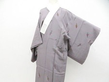 JAPANESE KIMONO NAGAJUBAN ASH PURPLE 123cm 4 ft 0 in PURE SILK EE7888