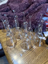 Princess House Heritage Etched Glass Set Of 10 Bells