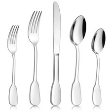 18/10 Silverware Set, E-far 40-Piece Stainless Steel for 8, Silver