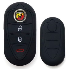 Black Soft Silicone Case For 2007-2020 Fiat 500 500x 500l Abarth 3b Flip Key Fob Black Soft Silicone Case For 2007-2020 Fiat 500 500x 500l Abarth 3b Flip Key Fob