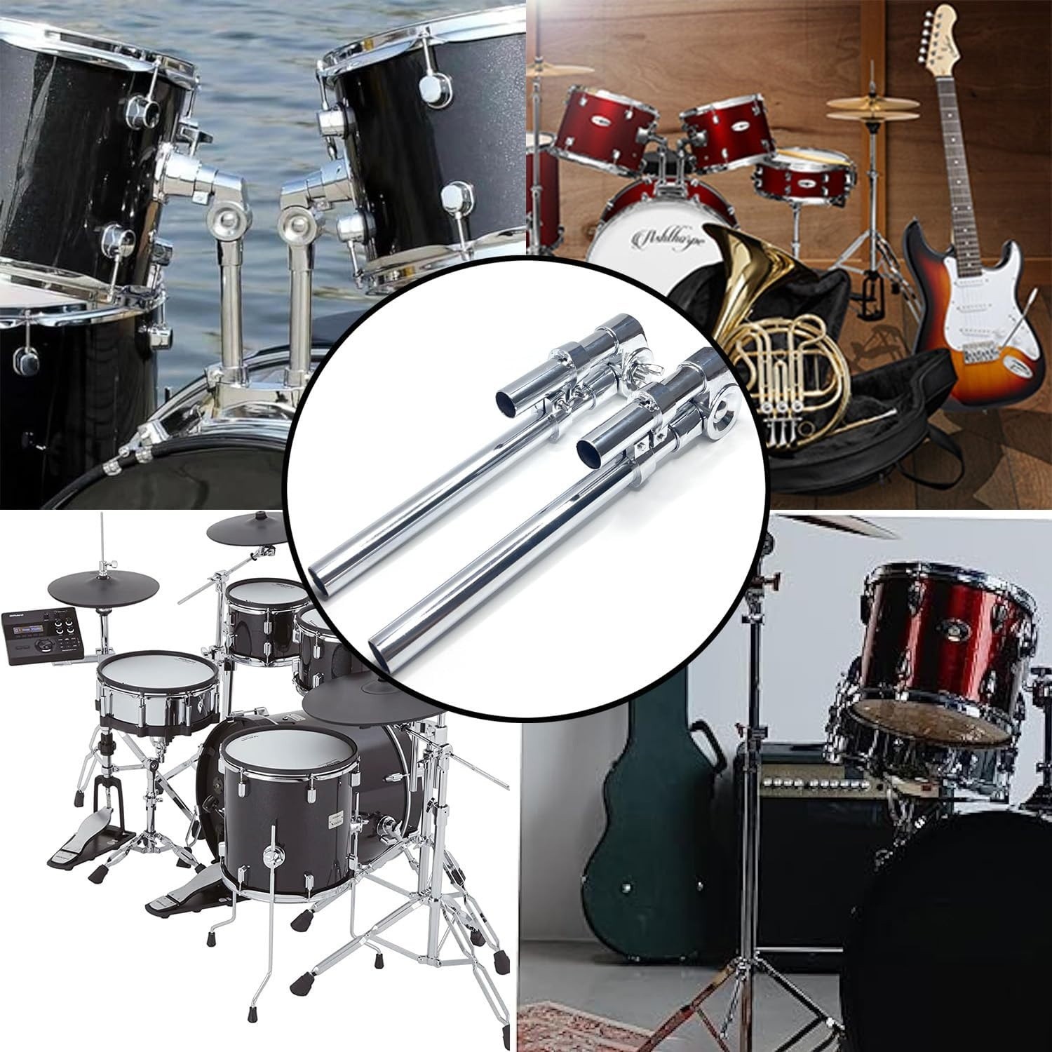 2PC Tom Drum Holder Bracket Percussion Stand Mount Tom Holder Musical ...