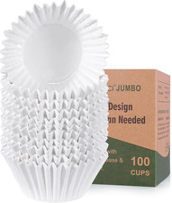 Heavy Duty Jumbo Cupcake Muffin Liners for Baking - Extra Large 100Pcs Grease-Re