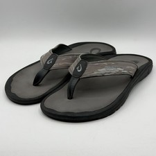 OluKai 'Ohana Pa'i 10457 Mens Size US 10 Gray Sandals Beach Flip Flop Shoes