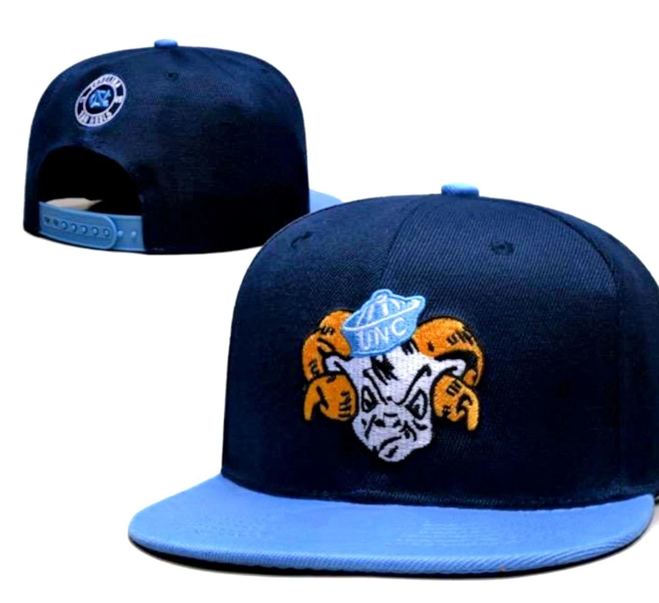 UNC Tar Heels Snapback Hat Navy Blue Carolina Blue Flat Brim Cap