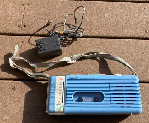 Vintage Sharp QT-5(B) Blue Boombox AM/FM Radio Cassette Player