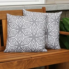 Square Throw Pillow Cover - 17 in - Gray Geometric - Set of 2 by Sunnydaze