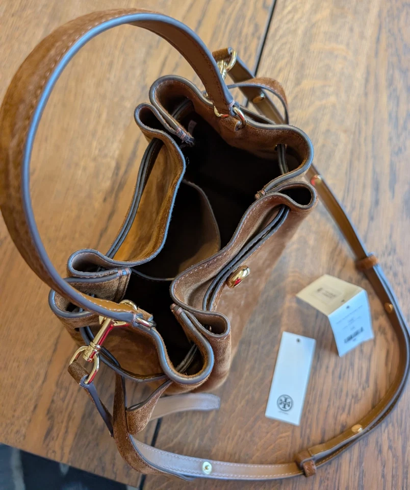 Bolso Bandolera Tory Burch Romy Marrón Gamuza Cuero Bolso de Mano con Asa Superior  Foto 3 de 4