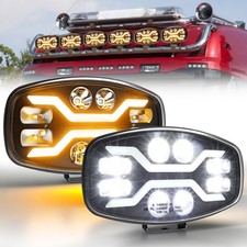 12V 24V Full LED Spot Light with Amber White DRL For Jumbo Oval Truck Van Spider