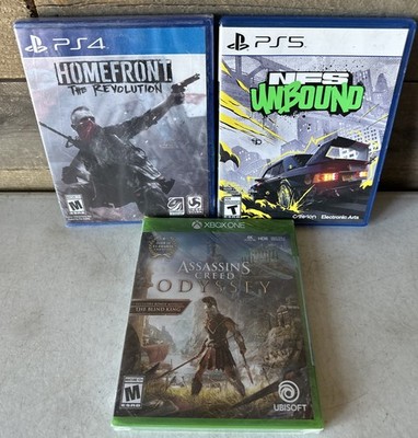 Video Game Lot of (3) PS4 NFS Unbound + Homefront + XBOX One Odyssey 2 Sealed