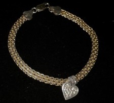 Macy&rsquo;s  Gianni Bernini Cubic Zircona Heart Charm Bracelet Bismark Chain