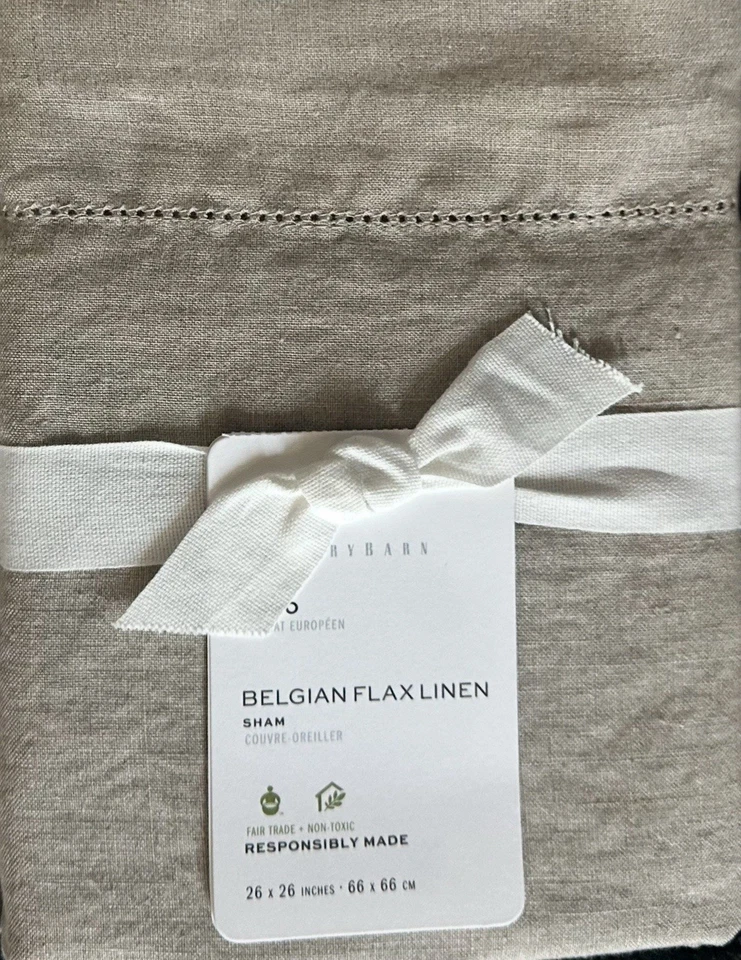 Pottery Barn Belgian Flax Linen King Duvet & 3 Euro Shams In Dark Flax - Image 2 of 3