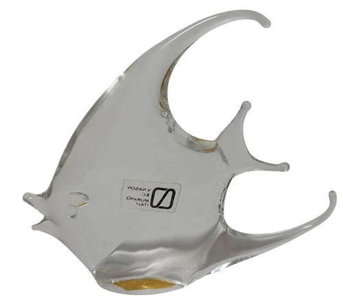 V Nason and C Murano Glass Angel Fish Figurine Sculpture Clear Nautical