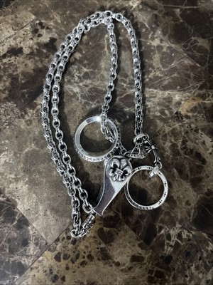 Chrome Hearts Large Fleur Pendant W O Rings W Paper Chain Necklace 24 inches