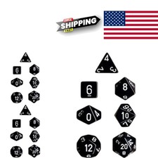 Black Opaque 7 Die Set Polyhedral Dice with Large Numbers for Easy Comprehension