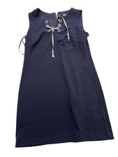 Tommy Hilfiger Dress Womens 12 Navy Lace Up Grommet Sleeveless Sheath A9SC1CSK