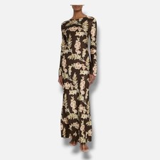 Faithfull The Brand Women's Brown Faroe Floral Bias-Cut Maxi Dress Size 2