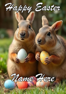 naiec6 Hase Hasen Frohe Ostern personalisierte Grußkarte A5 Schokoladeneier