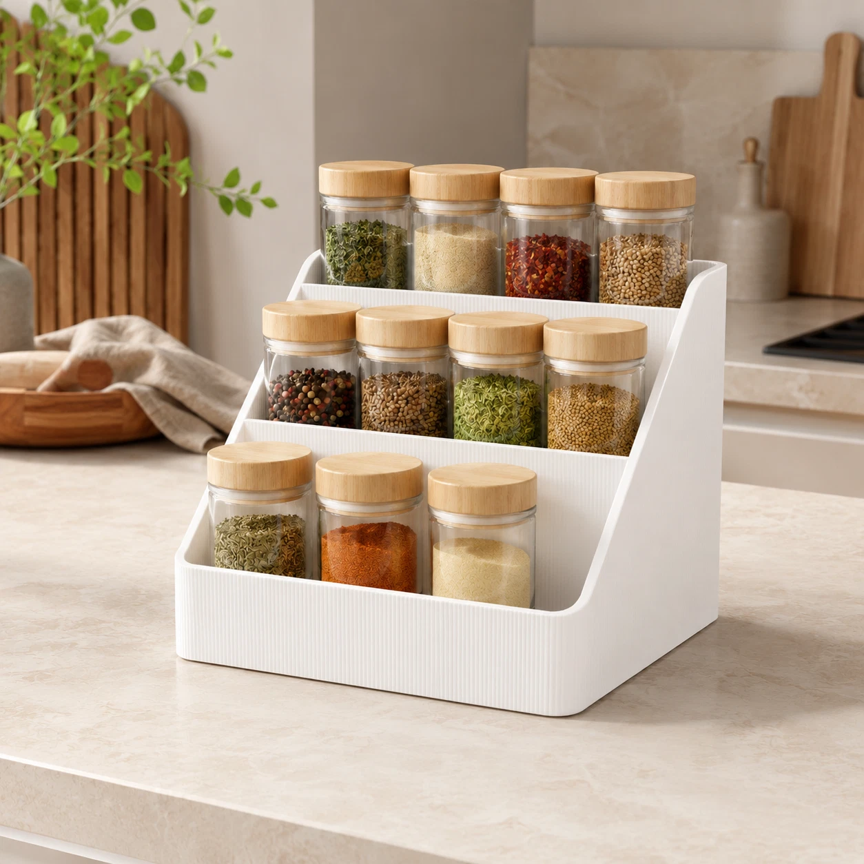 Angled Pantry Storage Rack | Recycled Materials Kitchen Counter Organizer
Opens in a new window or t