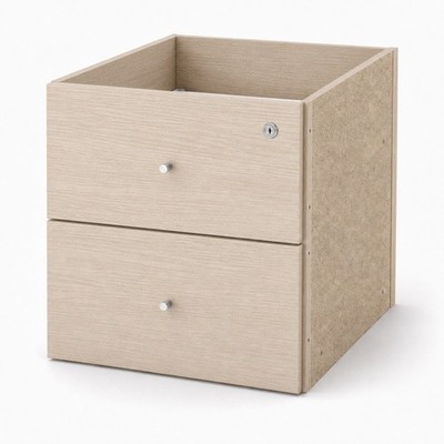 Kallax insert with 2 drawers, lockable, Eicheneff glass, 33x33 1xlock